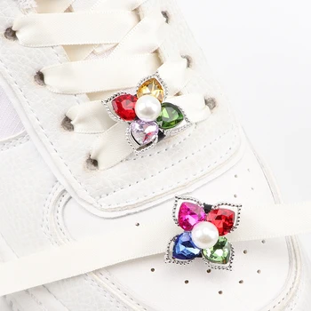 1 ADET Elmas Çiçekler Ayakabı Dekorasyon Klip Ayakkabı Takılar Parlak Kristal Rhinestone İnci Toka AF1 Sneakers Ayakkabı Aksesuarı