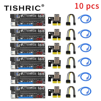 10 ADET TISHRIC PCIE Yükseltici 015X Grafik Kartı Uzatma Kablosu Yükseltici Ekran Kartı için Geliştirilmiş Versiyonu Sıcaklık Göstergesi İle