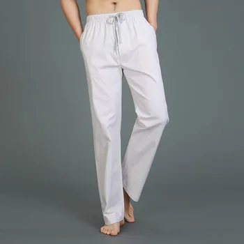 2023 İlkbahar Sonbahar Erkekler %100 % Pamuk Uyku Pantolon Erkek Rahat Pijama Pantolon En kaliteli Salon Gece Pantolon Artı boyutu Ev Pantolon