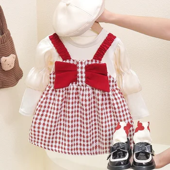 2023 Moda Yenidoğan Bebek Kız Dikiş Prenses Elbise Sevimli Çocuk çocuk Giysileri İlkbahar ve Sonbahar Prenses Elbise
