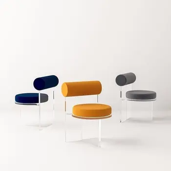 Akrilik sandalye şeffaf kristal tabure arkalığı ev modern minimalist yatak odası makyaj koltuğu tasarımcı yemek masası sandalyesi
