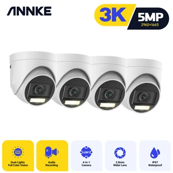 ANNKE 4X5 MP süper HD kablolu TVI PIR güvenlik kamera ile beyaz görsel ışık alarmı açık IP67 su geçirmez PIR algılama CCTV kiti