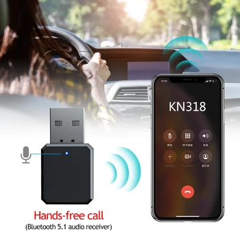 Bluetooth uyumlu 5.1 Ses Alıcısı Çift Çıkışlı AUX USB Stereo Araba Eller Serbest Çağrı Dahili Mikrofon Mikrofon Kablosuz Adaptör