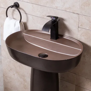 Büyük Siyah Banyo Dolabı Ayaklı Lavabo Renkli Entegre Ayaklı Sütun Lavabo Açık lavabo Avlu
