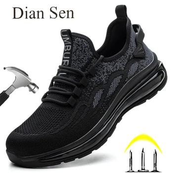 Diansen Nefes Erkekler Yıkılmaz Güvenlik Ayakkabıları Çelik burunlu iş ayakkabısı Anti-smash İnşaat Botları Hafif Yürüyüş Spor Ayakkabı