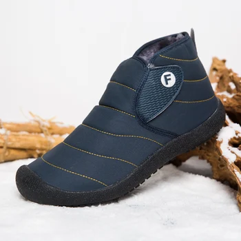 Erkek yürüyüş ayakkabıları Rahat Kürk Tasarım Kar Botları Açık Peluş Kısa Dantel-up pamuklu ayakkabılar kaymaz Kadife Ultralight İş Ev