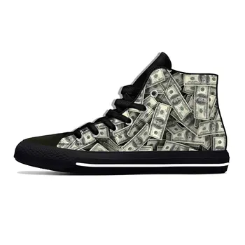 Gotik Dolar Para Desen Komik Moda Popüler Rahat Bez Ayakkabı Yüksek Top Rahat Nefes 3D Baskı Erkekler Kadınlar Sneakers