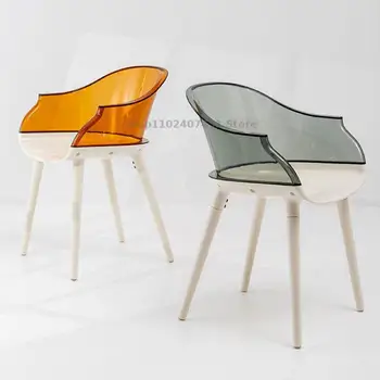 İskandinav akrilik şeffaf yemek sandalyesi tasarımcı yaratıcı arkalığı hayalet sandalye süt çay dükkanı kristal sandalye