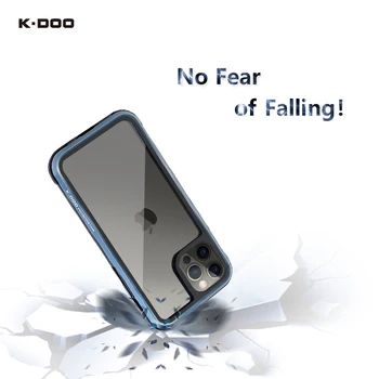 K-Doo Ares süper darbeye dayanıklı durumda 3m anti-kırık mobil arka kapak metal çerçeve şeffaf arka plaka için iPhone12/12pro/12mini/12promax