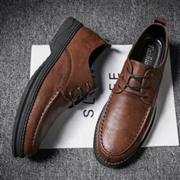 Rahat deri ayakkabı erkek İş Resmi erkek ayakkabıları 2023 Yeni Moda Tüm Maç kahverengi ayakkabı erkek Genç erkek ayakkabıları