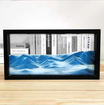 Sanatsal Yuvarlak Cam Quicksand Boyama 3D Dinamik Kum Saati Ev Dekor Akan Kum Derin Deniz Kum Manzarası Oturma Odası Dekorasyon