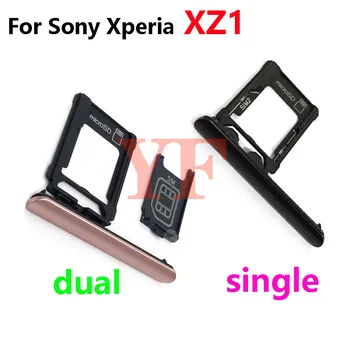 Sony Xperia için XZ1 G8341 G8342 G8343 XZ F8331 F8332 Sim Kart Tepsi Tutucu Yuvası Yan Fiş Parçası SD Kart Tepsi + Toz Fişi