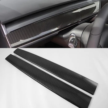 Tesla Modeli Y Sol El Sürücü için 2 ADET Araba Dashboard Trim Konsol Paneli Kalıp Kapak Karbon Fiber ABS Araba Styling