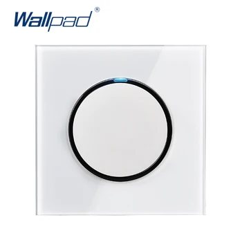 Wallpad L6 LED 1 Gang 1 Yollu Rastgele Tıklayın Basma Düğmesi Duvar ışık LED göstergeli anahtar Beyaz Temperli Cam Panel
