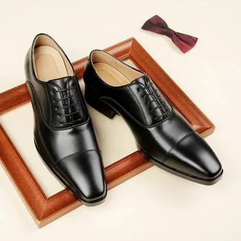 Yüksek Kaliteli İtalyan Oxford Ayakkabı Erkekler için Lüks Hakiki Deri Düğün Ayakkabı Klasik Kare sivri uçlu ayakkabı Artı Boyutu 39-47