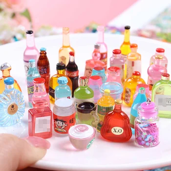 10 adet 1/12 Dollhouse Minyatür Süpermarket Gıda Şarap Pisti Barbie BJD Bebek Mutfak Aksesuarları
