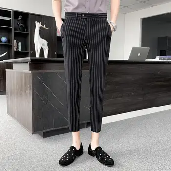 2023 Takım Elbise Pantolon Erkekler Eğlence Şerit Düz Örtü Kore Klasik Moda İş Rahat resmi giysi Blazer Pantolon Erkek P137