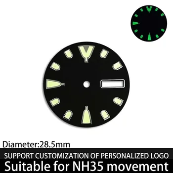 28.5 mm yeşil ışıklı kadran için uygun NH36 hareketi, geliştirilmiş arama, izle aksesuarları, özel logo