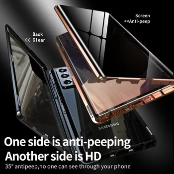 360 Anti-peep Çift Taraflı Manyetik Telefon Kılıfı İçin Samsung Galaxy S22 S23 S21 S20 FE Not 20 Ultra S10 S9 S8 Artı Gizlilik Kapak