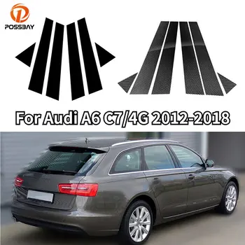 6 Adet Araba Pencere Çerçevesi Pillar Sonrası Trim Çıkartmalar Audi A6 C7/4G 2012 2013 2014 2015 2016 2017 2018 B C Sütun Kapağı Şekillendirici