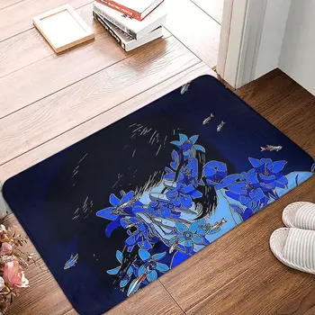 Animasyon Mükemmel mavi Yatak Odası Mat Kırmızı Biber Ve Balık Paspas Flanel Halı Balkon Kilim Ev Dekorasyon