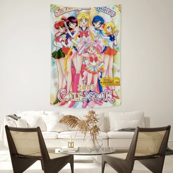 Anime Goblen Sevimli Sailor Moon Odası Dekor Estetik Koleji Yurt Dekorasyon Duvar Asılı Kawaii Yatak Odası Halıları