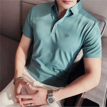 Artı Boyutu 4XL-M Yüksek Kaliteli Erkek Düz Renk Rahat Kısa Kollu polo gömlekler Yaz İnce Yaka Kazak İş Tee Üstleri StreetWear