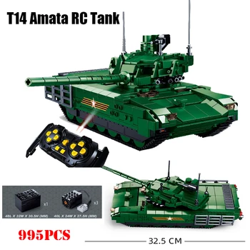 Askeri Uzaktan Kumanda T14 Amata Tankı Yapı Taşları WW2 Ordu Silah MK4 Kaplan RC Tankları Teknik Tuğla Çocuk Çocuk Oyuncakları