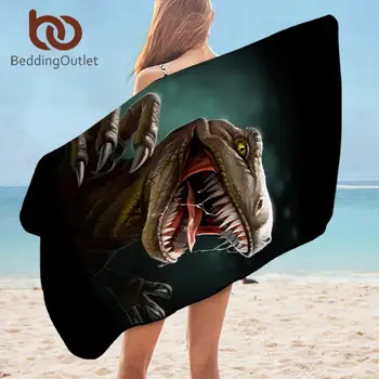 BeddingOutlet Dinozor Banyo Havlusu Jurassic duş havlusu Çocuklar için 3D Hayvan Baskılı Yoga Mat Tyrannosaurus toalla 75cm x 150cm