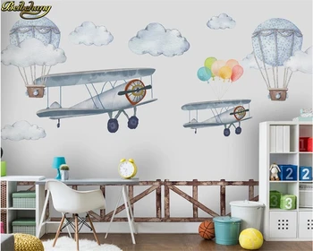 beibehang Özel 3d duvar kağıdı duvar iskandinav minimalist elle çizilmiş karikatür uçak balon çocuk odası arka plan duvar kağıdı