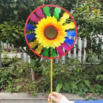 Fırıldak oyuncağı Çiçek Şekli Tek Katmanlı Fırıldak Süs Yuvarlak Çocuklar Ayçiçeği Rüzgar Spinner Süs Çocuk İçin