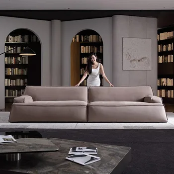 Italyan minimalist Şam tasarımcının modern minimalist kombinasyonu, düz sıra oturma odası, hafif lüks kumaş kum