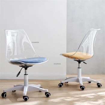 İskandinav büro sandalyeleri Şeffaf Plastik Sandalye Rahat Sedanter yatakhane masası Sandalye Yatak Odası Çalışma Arkalığı bilgisayar sandalyesi
