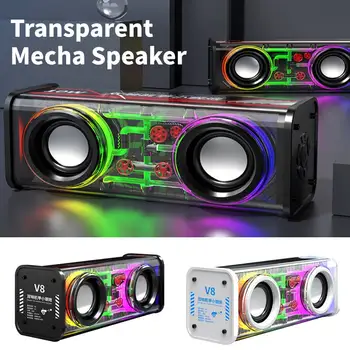 K07 Mecha Hoparlörler Sallamak Bas Şeffaf TWS Stereo kablosuz bluetooth hoparlör RGB Ses İşık Ritim Subwoofer Parti için