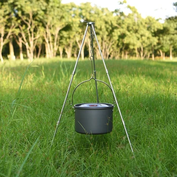 Kamp Tripod Taşınabilir Açık Pişirme Tripodlar Kamp Ateşi Piknik asılı ızgara standı Hafif Tencere Aksesuarları