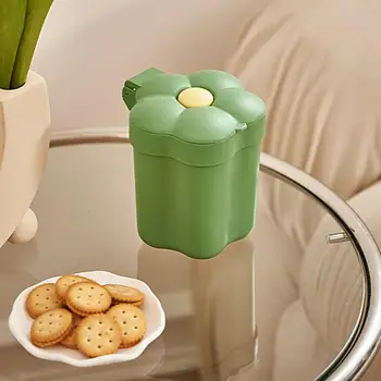Masa çöp tenekesi Basın Düğmesi Plastik Depolama Önemsiz Yaratıcı Çiçek Şekli Masaüstü çöp kutusu Mini çöp tenekesi Günlük Kullanım için