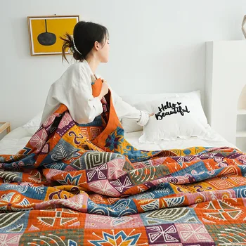 Muslin ev yatak takımı Battaniye Pamuklu Gazlı Bez Yatak Örtüsü Çocuklar için Yatak Odası Açık Plaj Örtüsü