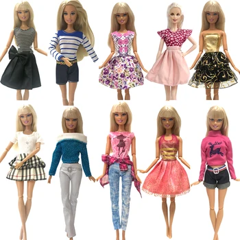 NK 10 adet /takım Bebek Asil Elbiseler El Yapımı Giyim Moda Kısa Etek Parti Elbise barbie Aksesuarları Bebek En İyi Kız Hediye