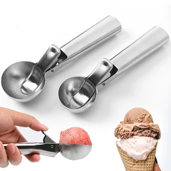 Paslanmaz Çelik Çift Amaçlı Dondurma Kaşığı Dondurma Kaşığı Kazıcı Çok Fonksiyonlu Dondurma Kazıcı Dondurma Meyve Kaşığı Aracı