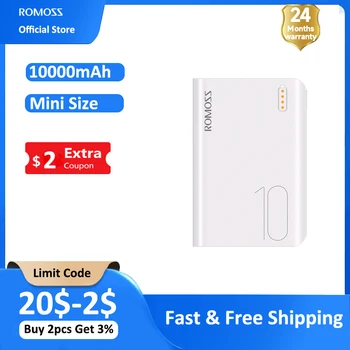 ROMOSS Mini Güç Bankası 10000 mAh Yedek Harici Pil Taşınabilir Şarj Cihazı 10000 mAh Powerbank Xiaomi iPhone için 12 13 pro max