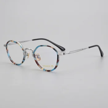 Saf Titanyum Gözlük Çerçeve Vintage Erkekler Optik Gözlük Japon El Yapımı Reçete Retro Gözlük Kadın Gözlük