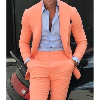 Tailor Made Casual Erkek Takım Elbise 2 Parça Çentikli Yaka Slim Fit Resmi Iş Iyi Adam Damat Giyim Kostüm Homme