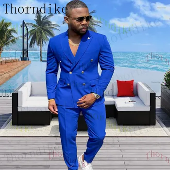 Thorndike Balo En Iyi Erkek Blazer (Ceket + Pantolon) yeni Varış 2 Parça erkek Takım Elbise Slim Fit Doruğa Yaka Düğün Smokin