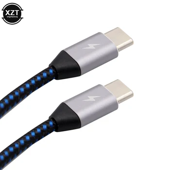 Tip-C Veri kablosu 3.1 Çift Çıkışlı Erkek-erkek örgülü Siyah Şarj Kablosu Huawei Xiaomi için 0.25 M 1M 2M