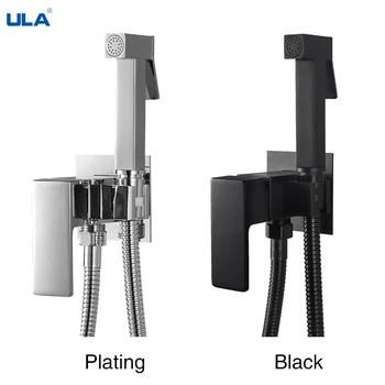 ULA Siyah / Krom Bide musluk Taşınabilir Bide Musluk Püskürtme Pirinç Tuvalet Musluk Sıcak Soğuk Su Mikser Banyo Hijyenik Duş