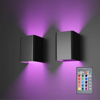 Uzaktan kumanda RGB renkli led duvar ışık kapalı, duvar aplik, alüminyum yukarı ve aşağı duvar lambası, LED duvar aplik oturma odası için