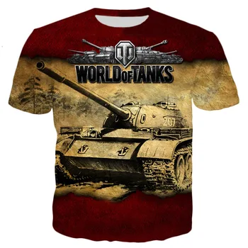 Yaz Patlayıcı 3D Baskılı Tankı Desen erkek tişört Rahat Sokak Retro Gevşek Ter emici Rahat Büyük Boy T-shirt