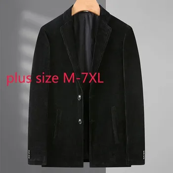 Yeni Varış Moda Süper Büyük Sonbahar Kış Erkekler günlük giysi Kadife Ceket Tek Göğüslü Blazers Artı Boyutu MLXL2XL-5XL6XL 7XL