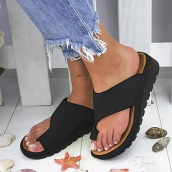 Yeni Yaz Kadın Sandalet Rahat Platform düz ayakkabı Rahat Yumuşak Taban Ortopedik Bunyon Düzeltici Kama Ayak Sandalet