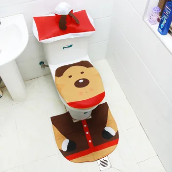 Çeşitli Tuvalet yatak örtüsü seti banyo paspas seti Tuvalet Kapağı Paspas Su depo kapağı Üç parçalı Takım Elbise Noel Dekorasyon